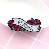Feminist Red Rose Floral Enamel Pin